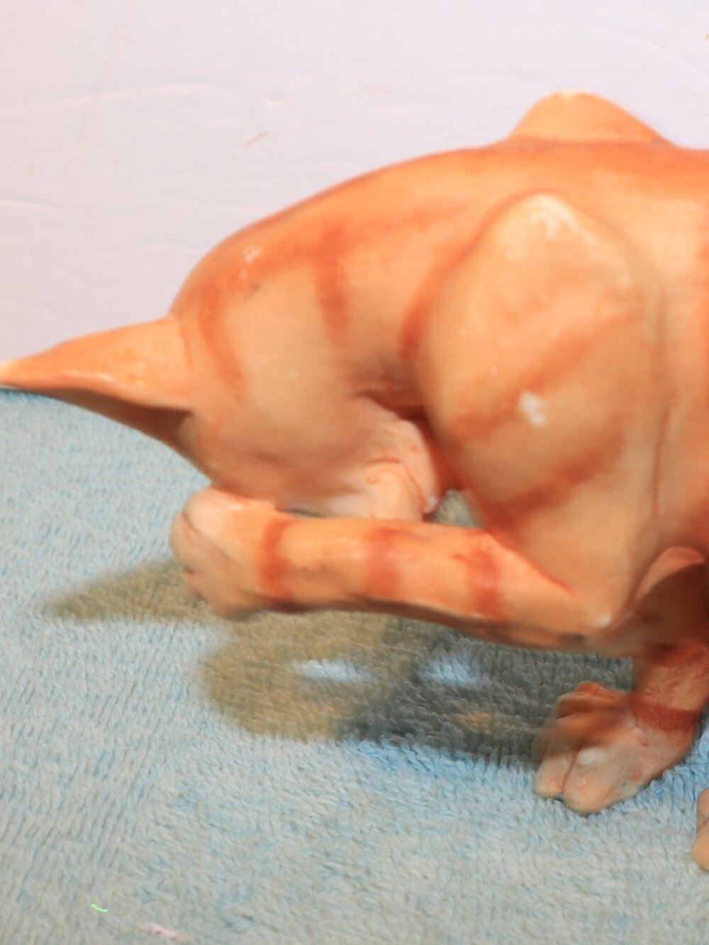 Small Sleepy Orange Tabby Cat Figurine Chalkware 4"X5"